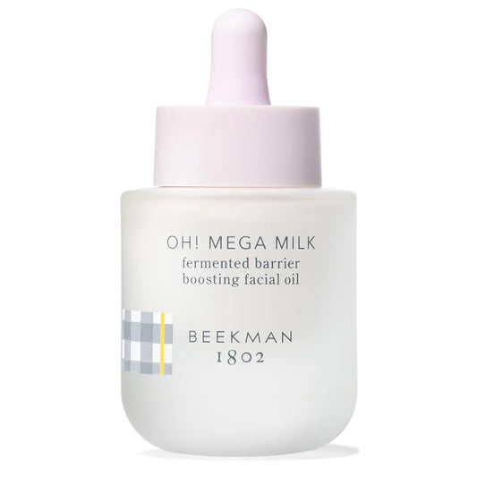 Beekman 1802 Oh Mega Milk Facial Oil - Hydrating Vitamin C & Niacinamide Serum - Repairs Skin Barrier & Reduces Dark Spots From Aging - Fragrance Free, Sensitive Skin Safe-GlimoraGlow