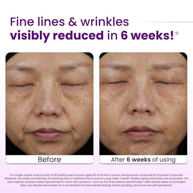 Clean Skin Club Clean Towels XL Healthy Aging™, Smooths Fine Lines Wrinkles & Texture In 6 Weeks, Treated for Extra Softness, Disposable Face Towels, Anti Aging Makeup Remover Dry Wipe (50 Ct, 1 Pack)-GlimoraGlow