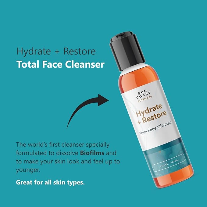 SUN COAST SCIENCES - Hydrate + Restore Total Face Cleanser, Vitamina B, Hydrating Facial Cleanser With Niacinamide for All Skin Types - 4 fl oz-GlimoraGlow