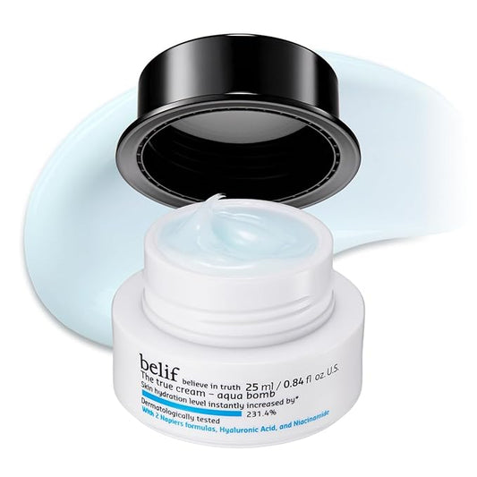 belif Aqua Bomb – Daily Niacinamide Hydrating Moisturizer, Lightweight Plumping Facial Cream with Hyaluronic Acid & Squalane, Cooling Effect, Anti-Aging Korean Skincare, 0.84 fl oz (25ml)-GlimoraGlow