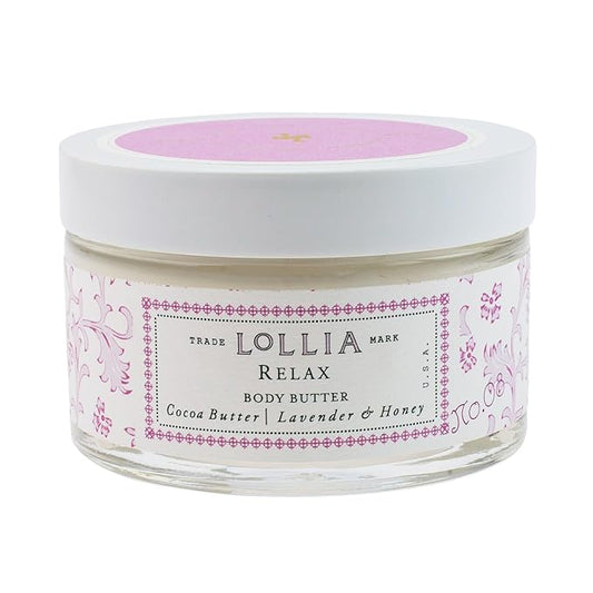 LOLLIA Relax Body Butter, 5.5 oz. - Lavender & Honey Fragrance - Shea Butter & Cocoa Butter, Body Lotion for Women, Hydrating & Smooth Body Moisturizer-GlimoraGlow