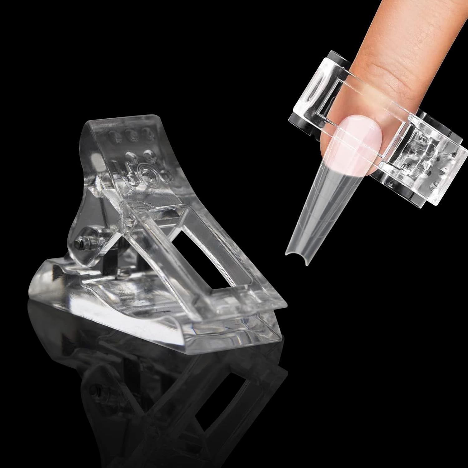 10 Pcs Nail Tips Clip for Quick Building Extension Nail Mold & Nail Tips,Plastic Transparent Dual Nail Form Extension Clip Builder DIY Manicure Nail Art Tool(Nail Clip)-GlimoraGlow