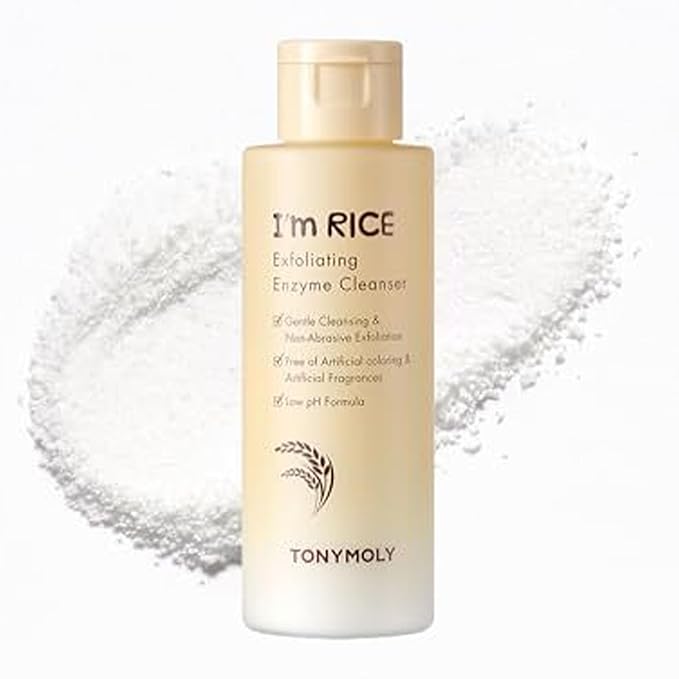 TONYMOLY I’m Rice Exfoliating Enzyme Cleanser – Rice Powder Face Wash & Papaya Enzyme Scrub, Gentle AHA Brightening Mask for Smooth Radiant Skin, 50g-GlimoraGlow