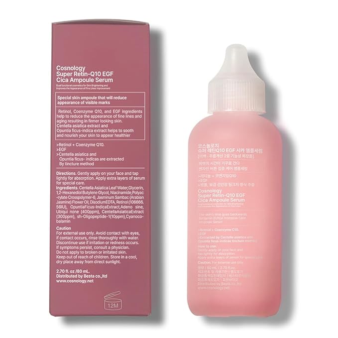COSNOLOGY Retinol Anti-aging Serum with Coenzyme Q10,EGF,Pore Minimizing,Wrinkle Reduction,Centella Extract for Skin Soothing & Hydration | Clean Beauty, 2.70 fl.oz(80ml) | Korean Skincare-GlimoraGlow