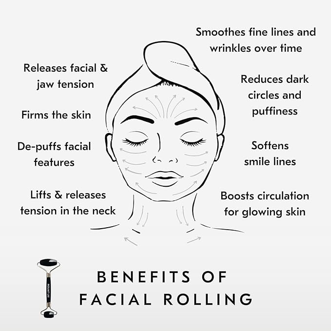 Mount Lai Warming Black Obsidian Facial Roller – The Stone of Clarity, Detoxifying Face Roller Tool for Purified Skin, Relaxation & Improved Circulation, Facial Massager Tool for Self-Care Ritual-GlimoraGlow