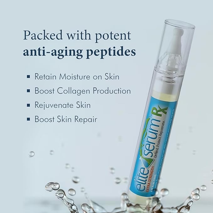 Elite Serum Rx - Anti Aging Under Eye Serum for Dark Circles and Puffiness with 8 Patented Peptides - Extra Strength Lifting and Firming Treatment for Wrinkle Repair and Eye Bag Removal-GlimoraGlow