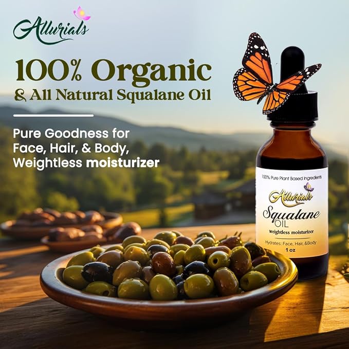 100% Organic & All Natural Plant-Based Squalane Oil for Face, Hair, & Body, Cold Pressed and Unrefined Premium Grade Multipurpose Facial Oil for Moisturize, Smooth, and Soften Skin - 1 Oz-GlimoraGlow