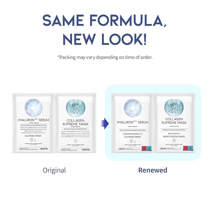 Hydrating Sheet Mask Starter Kit Variety Pack for Skin Care, Dry, Ance, Sensitive Skin, Korean Vegan Facial Sheet Mask for Men & Women, Collagen, Cica, Ceramide, Hyaluron, Retinol 5EA-GlimoraGlow