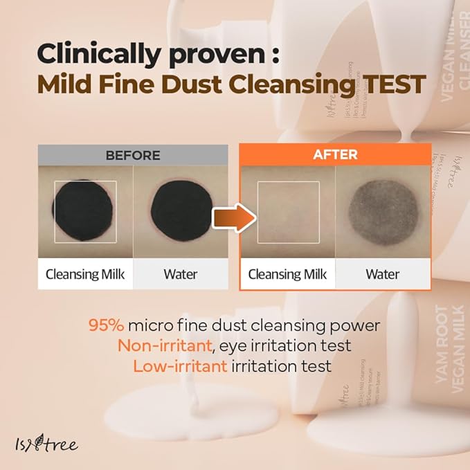 IsNtree Yam Root Vegan Milk Cleanser 220ml, 7.43 fl.oz | Korean Facial Cleanser for Sensitive Skin | Rich & Creamy Texture | Hydrating & Mild | Vegan & Cruelty-Free Skincare-GlimoraGlow