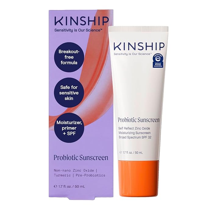 Kinship Zinc Oxide Mineral Sunscreen for Face Self Reflect SPF 32 | Vegan, Reef Safe, Non Toxic Eczema Sunscreen for Sensitive Skin | Sunblock Face Moisturizer with SPF (1.75 oz)-GlimoraGlow