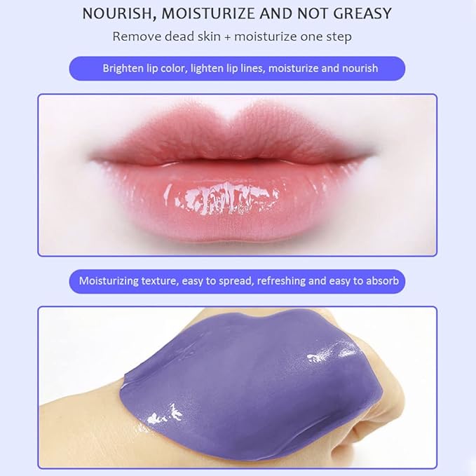 20Pcs Moisturizing Lip Mask, Lip Sleep Mask Reduces Lip Lines and Restores Moisture, Lip Mask Effectively Nourishes the Lip Skin, Gel Treatment Lip Masks Plumping Lips Mask Lip Care Products (Purple)-GlimoraGlow