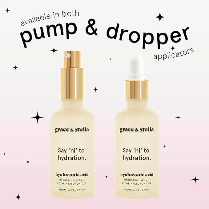 grace & stella Award Winning Hyaluronic Acid Serum (50ml/1.7 fl oz) Hydrating Hyaluronic Acid Serum for Face - Acido Hialuronico for Women - Remove Fine Lines, Wrinkles, Anti Aging - Vegan Skincare-GlimoraGlow