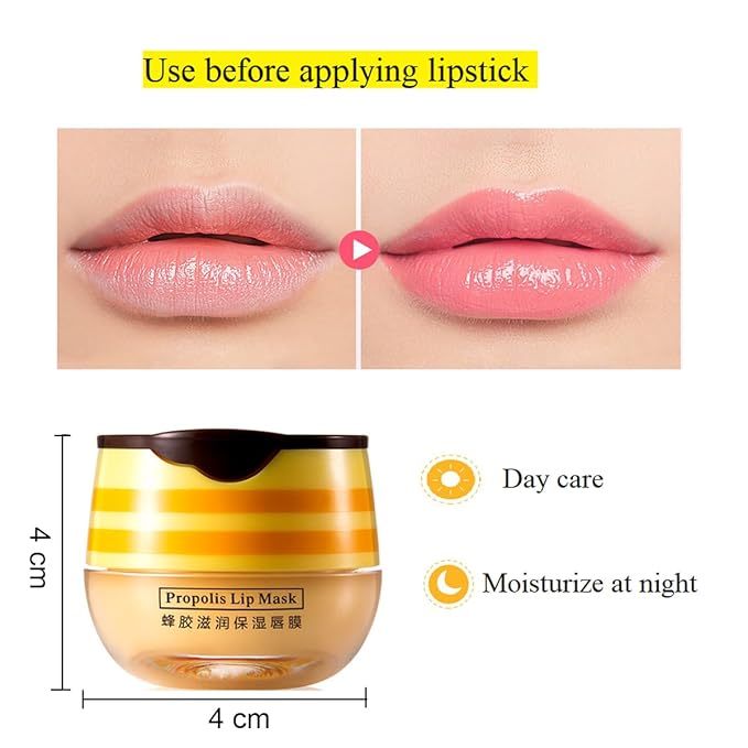2 PCS Bee Lip Balm Honey Pot,Honey Lip Mask,Honey Propolis Lip Mask Moisturizing Moisture Nourishing Dry & Chapped Lips,Lip Care and Reduces Lip Lines-GlimoraGlow