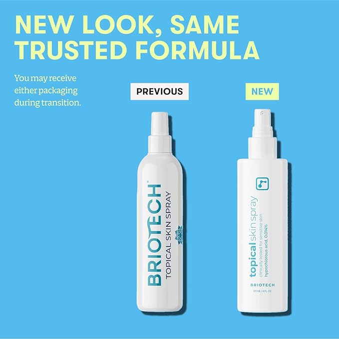 BRIOTECH Topical Skin Spray, Hypochlorous Acid Spray for Sensitive Skin, HOCl Facial Mist, Full Body Support Against Irritation, Calm Redness, Soothe Foot & Scalp, 4 oz (2 Pack)-GlimoraGlow