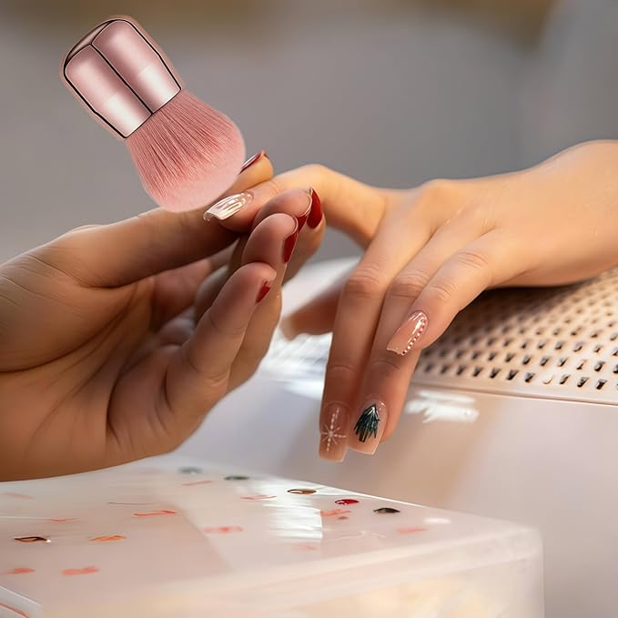 Extra Large Kabuki Brush Set for Body and Face, for blush, loose powder manicure multi-functional and tanning, Gift for women with Velvet Bag(RoseGold 2pcs)-GlimoraGlow