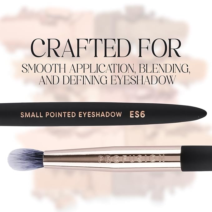 Profusion Cosmetics Small Pointed Precision Synthetic Eyeshadow Brush Pigments and Glitter Eye Concealer Tapered Bristles for Blended Crease and Eyeliner Smudger Quality Brush-GlimoraGlow