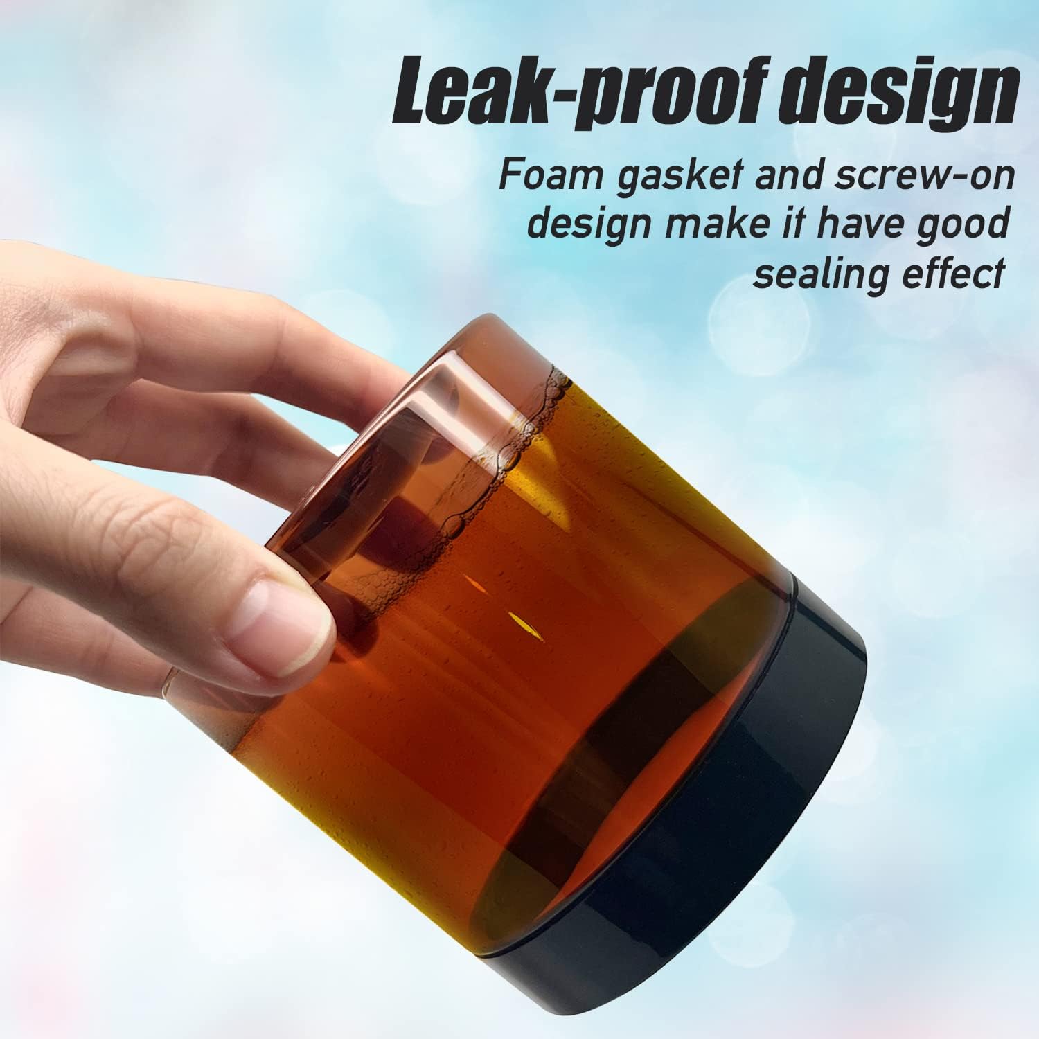 12 oz Amber Plastic Cosmetic Jars Leak Proof Container with Black Lid for Cream, Lotion, Powder, ointment, Beauty Products etc, 6 Pcs.-GlimoraGlow