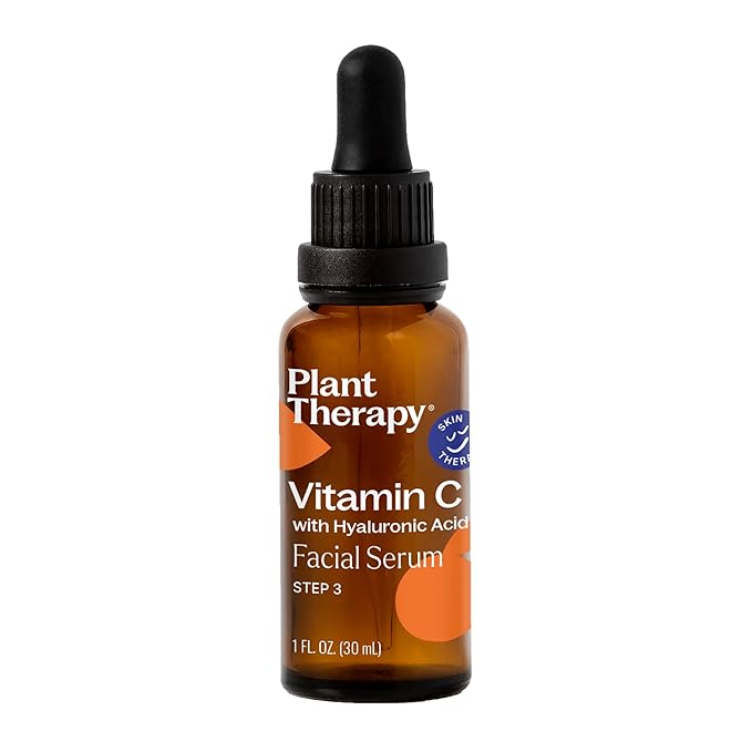 Plant Therapy Vitamin C Face Serum & Hyaluronic Acid, Anti-Aging Serum with Ferulic Acid, Vitamin E, Serum for Fine Lines & Wrinkles, 1 oz-GlimoraGlow