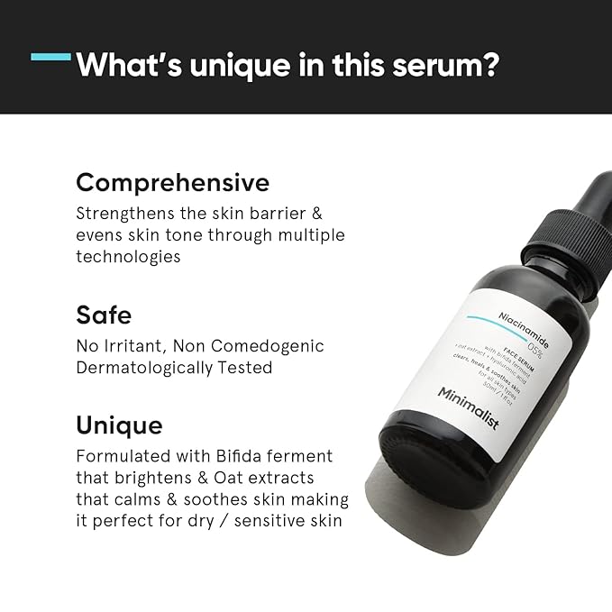 Minimalist 5% Niacinamide Serum for Clear Glowing Skin | With 1% Hyaluronic Acid for Hydration | Pore Minimizer for Face | Clears Acne Marks & Blemishes | For Women & Men | 1 Fl Oz / 30 ml-GlimoraGlow
