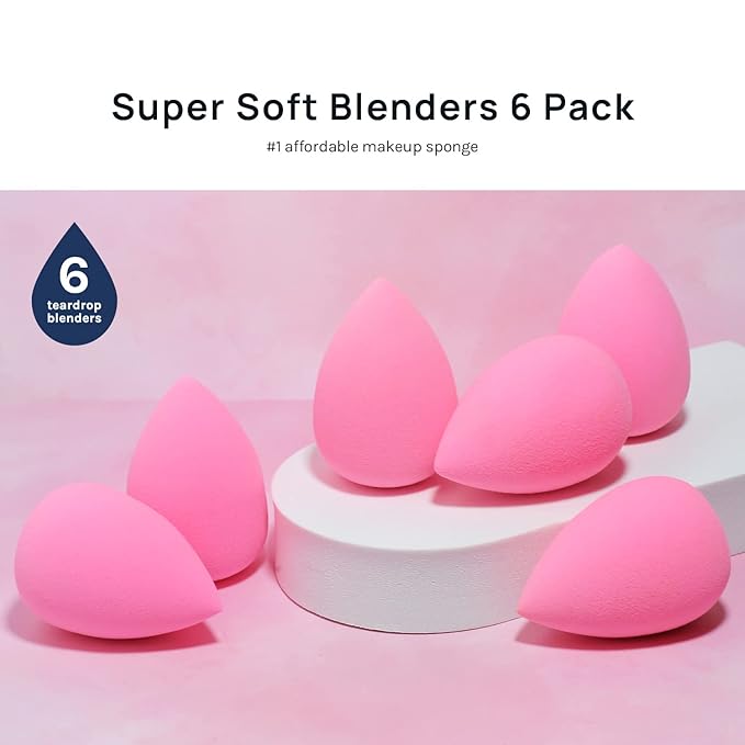 AOA Studio Collection makeup Sponge Set Latex Free and High-definition Set of 6 makeup Wonder blender For Powder Cream and Liquid, Super Soft Wonder Beauty Cosmetic-GlimoraGlow