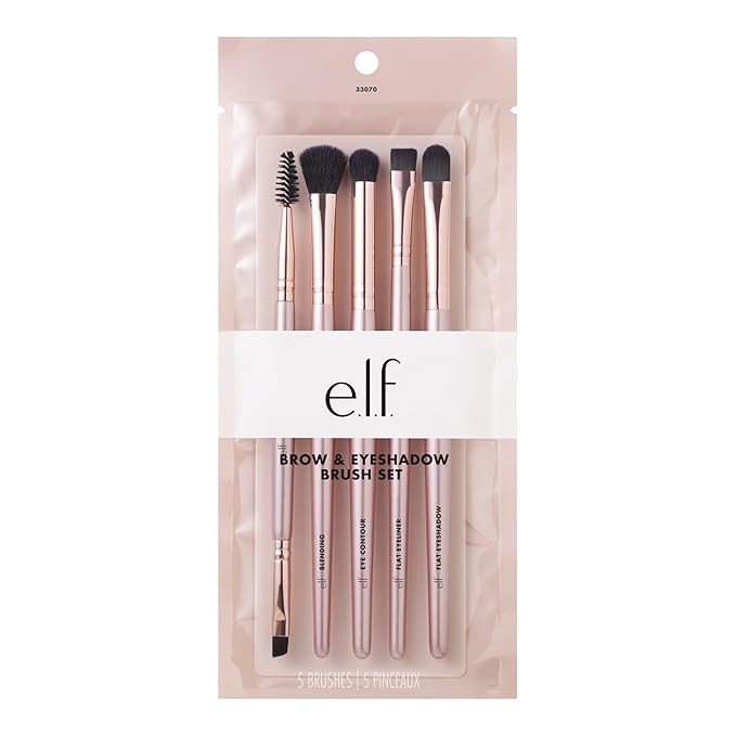 e.l.f. Ultimate Eyes 5 Piece Brush Collection, Makeup Brushes For Eyeliner, Eyeshadow, Brows & more, Vegan & Cruelty-Free-GlimoraGlow