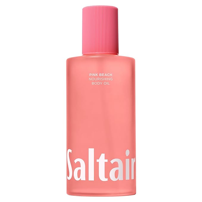 Saltair Body Oil. Jumbo Size Pink Beach After Shower and Bath Oil Moisturizer for Women and Men. Botanical, Non-Greasy, and Well-Absorbing Lotion for Hydrating Dry Skin. 10oz Bottle-GlimoraGlow
