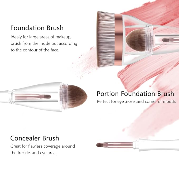 Makeup Brushes, Daubigny Perfect 3IN1 Makeup Brush for Face Blush Liquid Powder Foundation Brush for Blending Liquid, Cream or Flawless Powder Cosmetics with Great Gift Case-GlimoraGlow