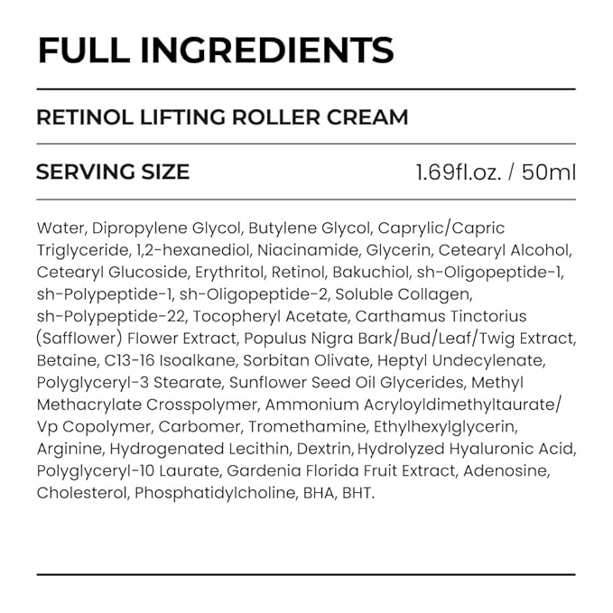 [SKIN&LAB] Retinol Lifting Roller Cream with Massage applicator, Vegan Anti Aging Face and Neck Cream for Reduce Wrinkles and Fine Line, For Face, Neck, Décolleté Wrinkle Care, 1.69 fl. oz.-GlimoraGlow