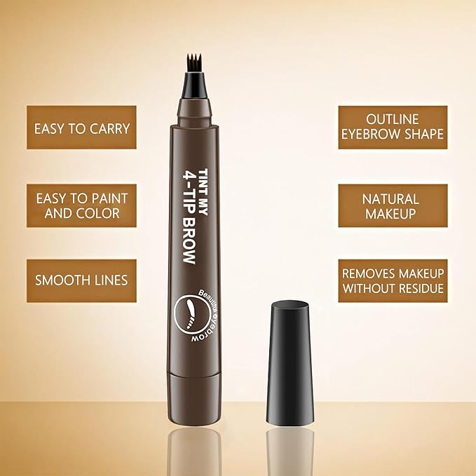 2025 Upgraded Magic Eyebrow Pencil for Women, Long-Lasting Ultra-Fine Tip Waterproof Eye Brow Pencils with 4 Fork, Smudge-Proof Natural Brow Makeup for Women - Light Brown-GlimoraGlow