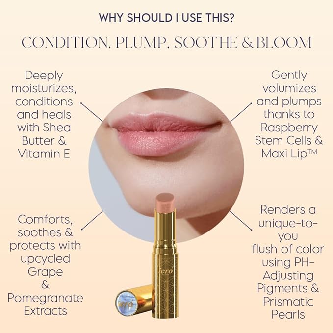 ieró Beauty Moonkissed Luminous PH Tinted Lip Balm w/Shea Butter & Vitamin E, Lip Care Moisturizer, Lip Plumper for Soft & Supple Lips, Paraben Free, Vegan, Sheer Coral w/Gold-Beige Shimmer-GlimoraGlow