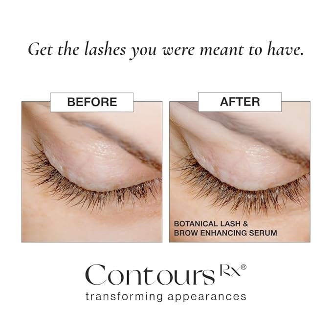 Contours Rx Botanical Lash & Brow Enhancing Serum – Organic, Drug-Free Growth Formula with Peptides & Botanicals – Strengthens, Hydrates & Nourishes – 5ml-GlimoraGlow
