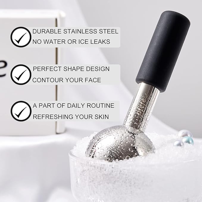 Ice Globes for Face & Eyes, Unbreakable Stainless Steel Cryo Sticks for Beauty Routines, Facials Cold Roller Cooling Globes for Puffiness, Wrinkles, Dark Circles, Headaches-GlimoraGlow