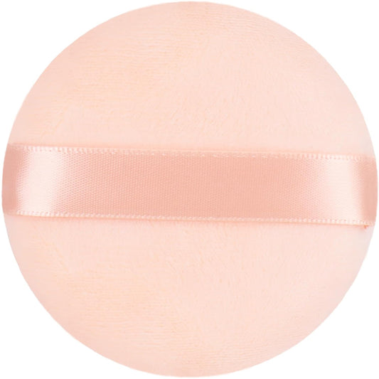 2Pcs Extra Large Body Powder Puff & Luxury 6" Glass Jar Dusting Powder Container with Puff for Women Bath Powder Puffs Perfect for Talcum or Loose Powder (Beige 6" Only Puff)-GlimoraGlow