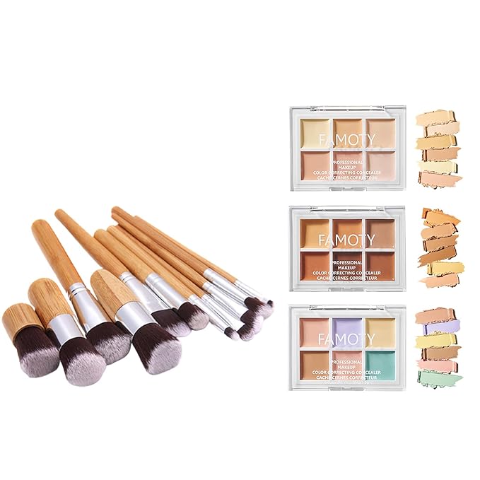 3 Pack Highlight & Contour Pro Palette, with 11 Pcs Premium Makeup Brushes, Waterproof Long-Lasting Full Face Cosmetics Cream Contour 18 Colors Full Makeup Kit for Women Birthday Gift-GlimoraGlow