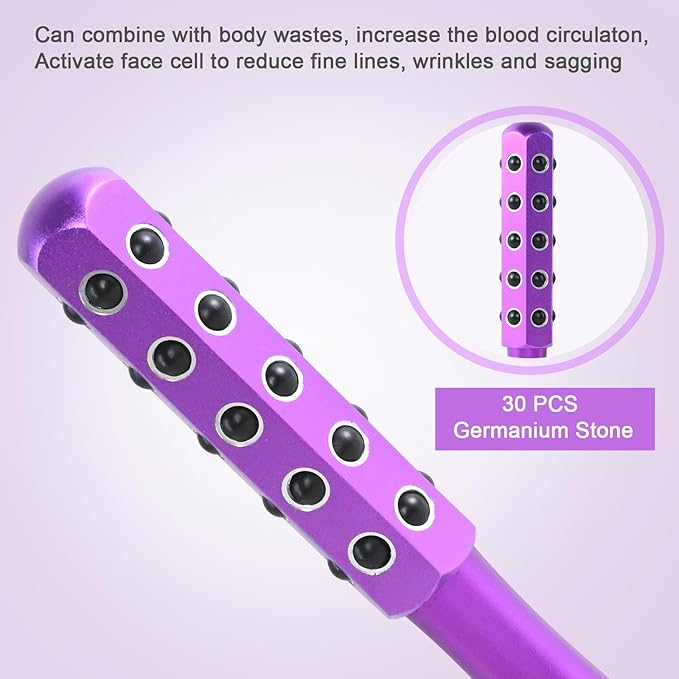 Up Lifting Massaging Beauty Roller Radiance Roller 30 Germanium Stone Face Roller for Uplift and Skin Care,Uplifting Face Massager (Purple)-GlimoraGlow