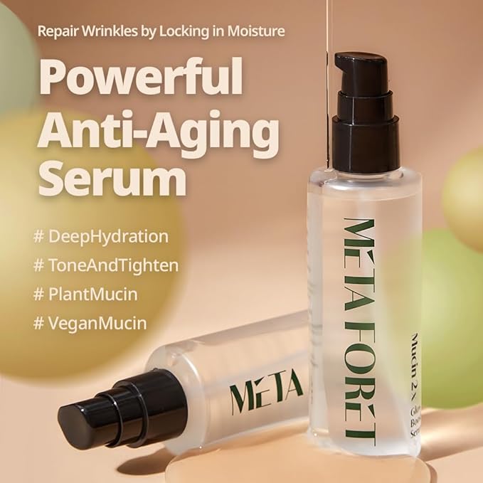 METAFORET Vegan Mucin 2x Glow Boost Serum 3.38oz 100ml / Day and Night Face Moisturizer for Dry, Sensitive, Acne Prone Skin, Dark Spot, Hydrating, Nourishing, Anti Aging, No More Snail Mucin-GlimoraGlow