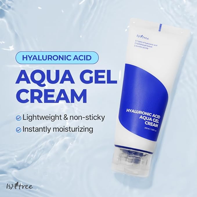 IsNtree Hyaluronic Acid Aqua Gel Cream 100ml, 3.38 fl oz | Korean Skincare | Lightweight Moisturizer | Quick-Absorbing Hydration | For Oily to Combination Skin-GlimoraGlow