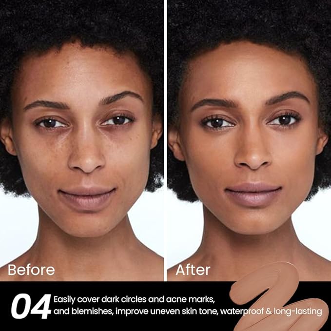 1 Pack Liquid Foundation Cream for Face Makeup,Durable Full Coverage Matte Concealer Make Up,Oil Control & Waterproof Base Primer -0.35 Fl.Oz (04#)-GlimoraGlow