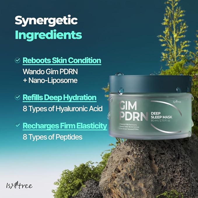 IsNtree Gim PDRN Deep Sleep Mask 80ml, 2.7 fl oz | Korean SEAWEED Skincare Sleeping Mask gel | Night Cream | Facial Mask | Overnight Gel mask for Hydration & Skin Bounce-GlimoraGlow