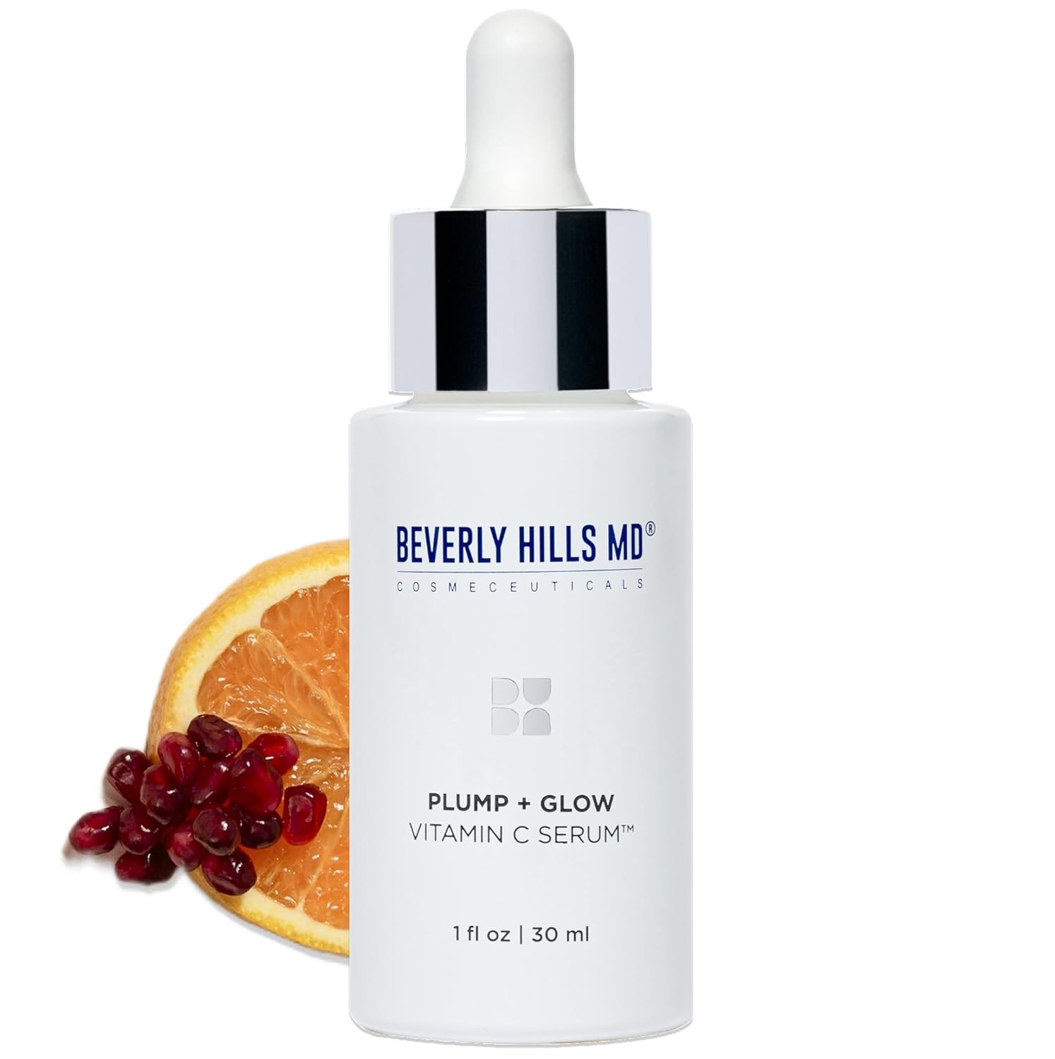 Beverly Hills MD Plump + Glow Vitamin C Serum for Aging Skin- Plumping Anti Wrinkle Lines Formula - Smooth, Firm, Brighten Skin w/Kakadu Plum, Niacinamide, Pomegranate Oil, Red Algae Extracts-GlimoraGlow