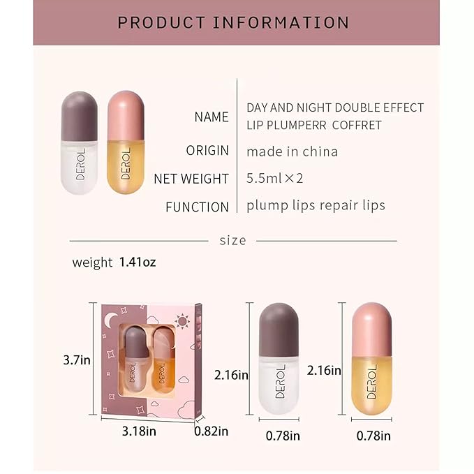 2 Pcs Lip Plumper, Natural Lip Plumper and Lip Care Serum,Lip Plumper set (Day& Night)-GlimoraGlow