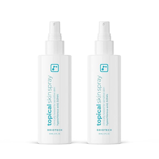 BRIOTECH Topical Skin Spray, Hypochlorous Acid Spray for Sensitive Skin, HOCl Facial Mist, Full Body Support Against Irritation, Calm Redness, Soothe Foot & Scalp, 2 oz Travel Size (2 Pack)-GlimoraGlow