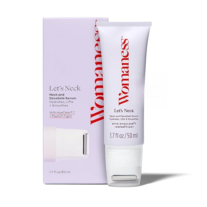 Womaness Let's Neck Firming Serum - Hydrates, Lifts, and Smoothes with Cooling & Massaging Roller Applicator - Cream for Women to Smooth Wrinkles & Tightening Sagging Skin - 50ml Roller-GlimoraGlow
