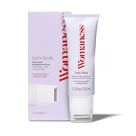 Womaness Let's Neck Firming Serum - Hydrates, Lifts, and Smoothes with Cooling & Massaging Roller Applicator - Cream for Women to Smooth Wrinkles & Tightening Sagging Skin - 50ml Roller-GlimoraGlow
