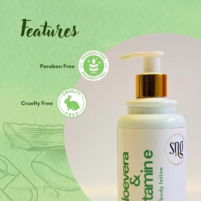 Aloe Vera Lotion for Dry Skin - Hand & Body Moisturizing Vitamin E Lotions 10.14 Fl Oz - Waterlily, Argan oil and Almond oil Extracts Skincare-GlimoraGlow