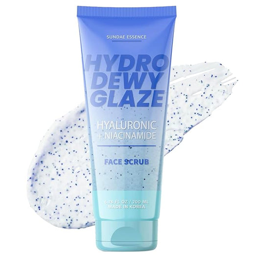 Hyaluronic Acid Facial Scrub - Dermatologist Tested, Anti-Aging, Korean Skin Care, Hydrates & Plumps Dry Skin, Improves Texture & Firmness - Gentle, Vegan, 95% Natural - 1 Pack-GlimoraGlow