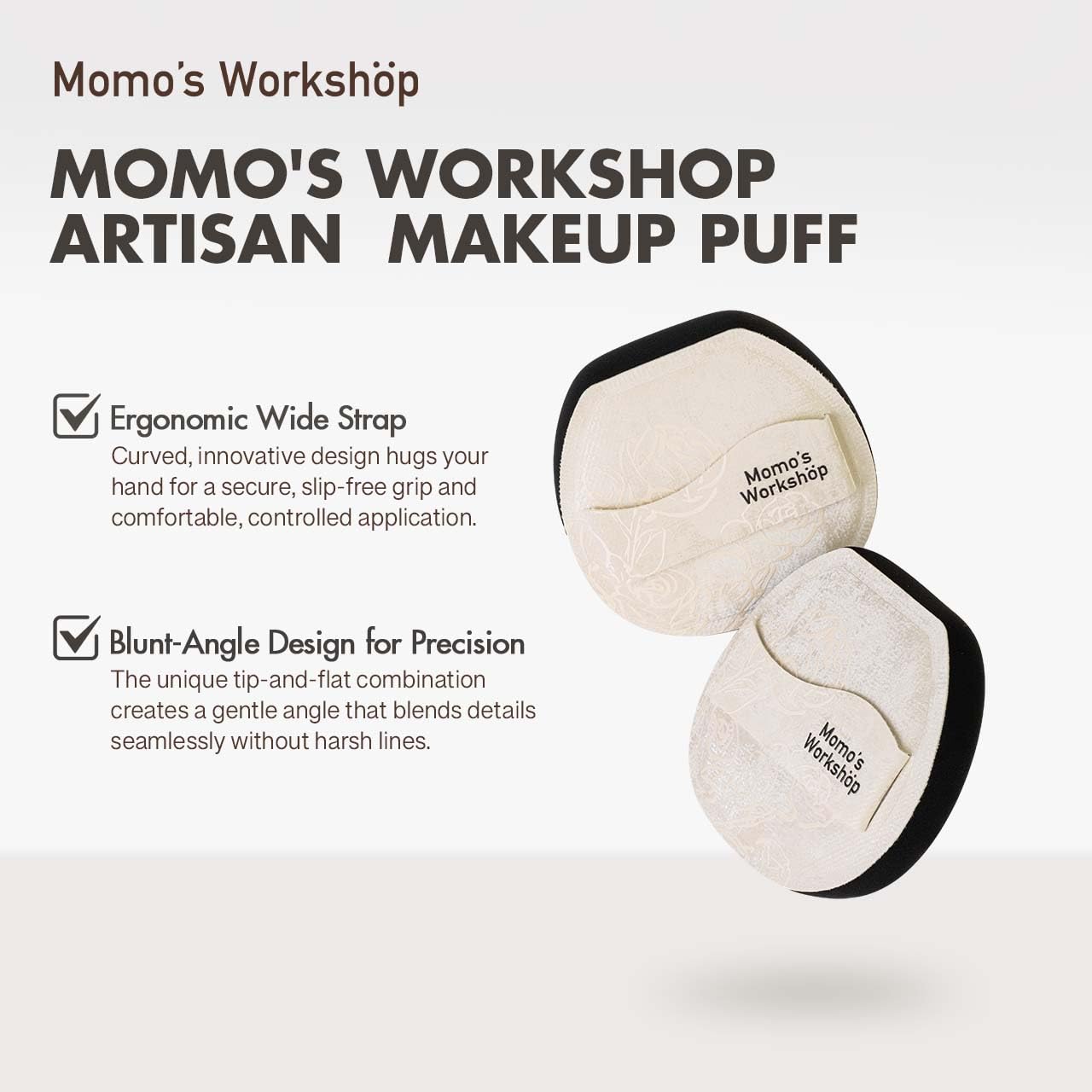 Satin White Flat-cut Shape Makeup Sponge,Firm Bounce Rubycell,Cushion Sponge with Wide PU Leather for Quick-Dry/Full Coverage Foundations, Cosmetic Puff,2pcs Beauty Puffs &Storage Case-GlimoraGlow