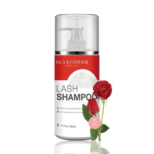 ISLA & FONTANE Lash Shampoo Bulk – Multi-Scent Series – 17 fl oz / 500ml | Gentle Eyelash Cleanser for Lash Extensions | Non-Irritating | Professional Lash Bath Foam For Salon And Home Use (Rose)-GlimoraGlow