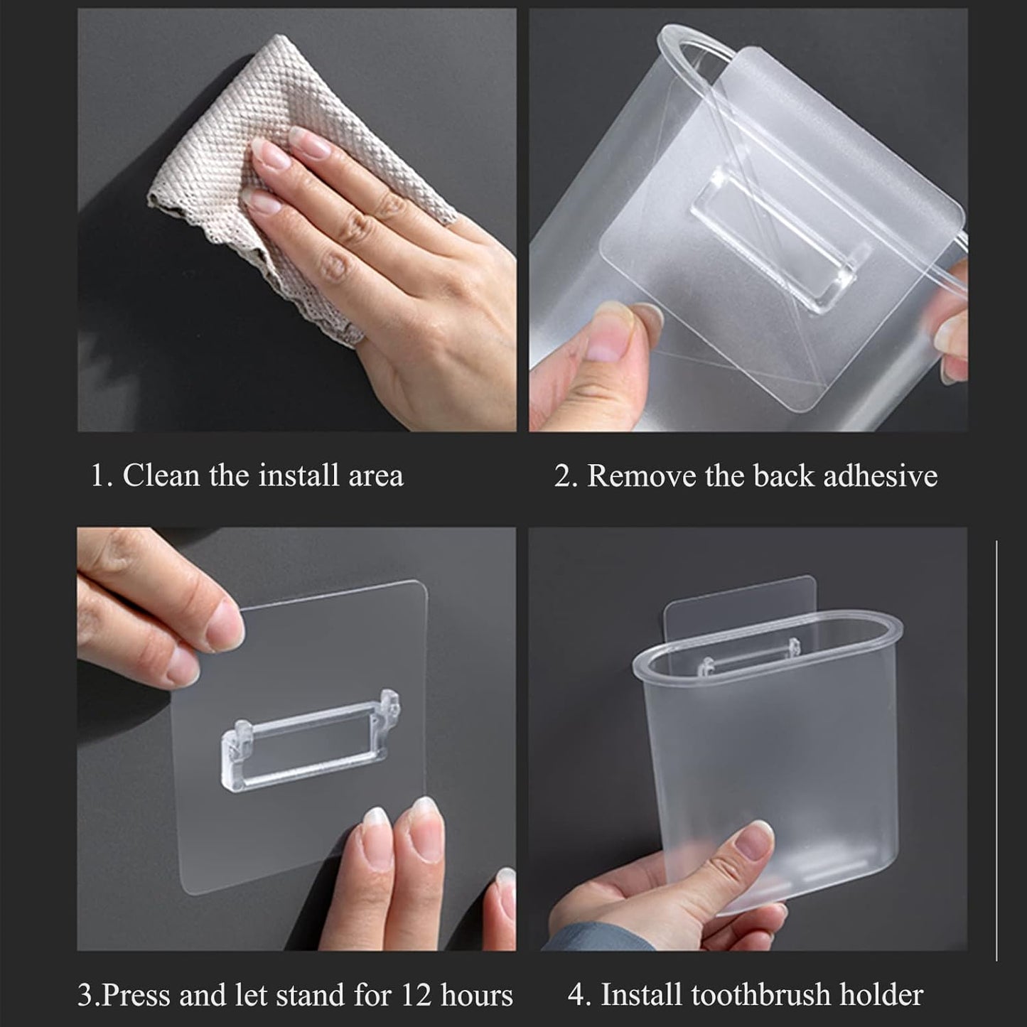 2 Packs Toothbrush Holders Wall Mounted, Self Adhesive Tooth Brush Holder for Bathroom Electric Toothbrush Toothpaste Razor Holder Bathroom Accessories(Clear)-GlimoraGlow