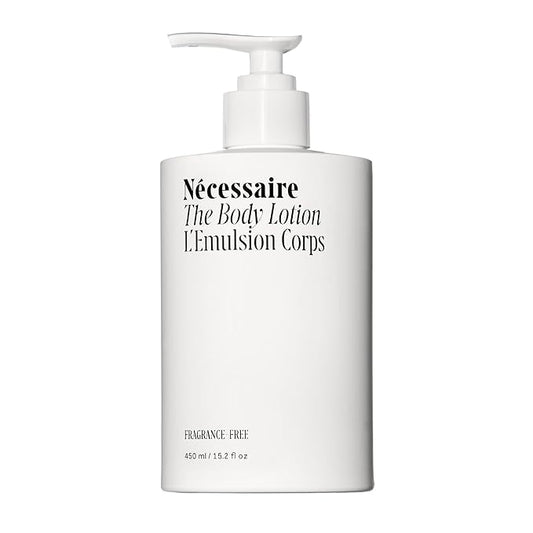 Nécessaire The Body Lotion with Pump. Fragrance-Free. Multi-Peptide Firming Lotion to Moisturize, Firm, Strengthen. 2.5% Niacinamide, Vitamin C/E + Omega 6/9. 450ml / 15.2 fl oz-GlimoraGlow